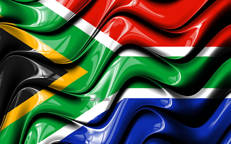South African flag Africa, national symbols, Flag of South Africa, 3D art, South Africa, African countries, South Africa 3D flag, HD wallpaper