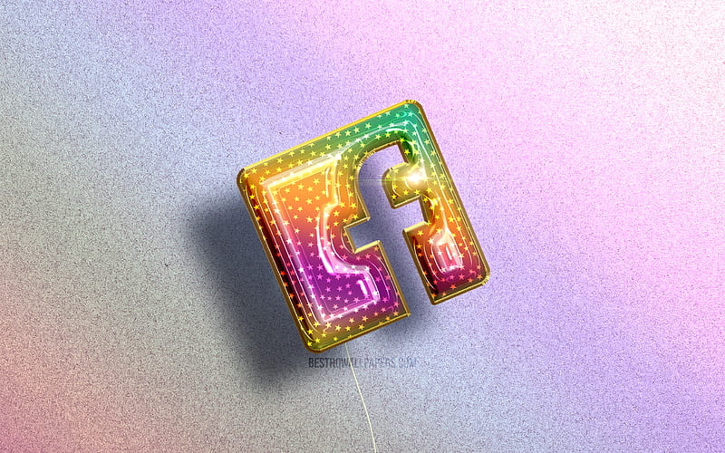 Facebook logo, colorful realistic balloons, social networks, colorful backgrounds, Facebook 3D logo, creative, Facebook, HD wallpaper