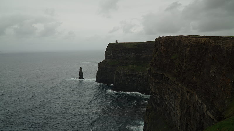 Cliffs of Moher, atlantic, castle, ireland, ocean, HD wallpaper
