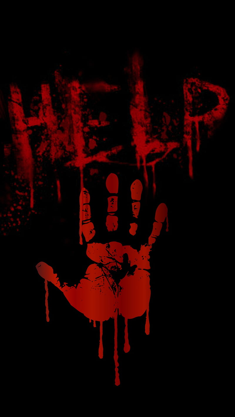 Help, blood, bloody, dead, death, halloween, handprint, help me, red, scary, zombie, HD phone wallpaper