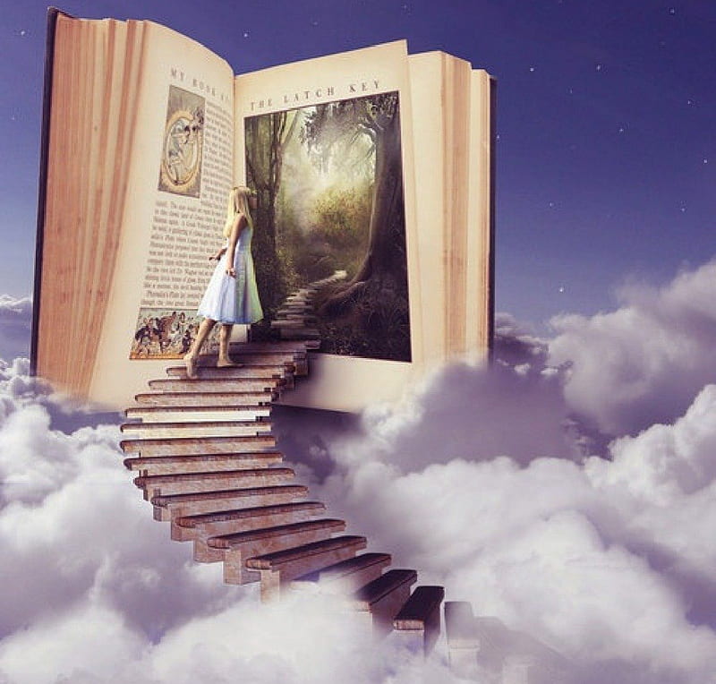 the magic of books...., fantasy, magic, books, abstract, HD wallpaper