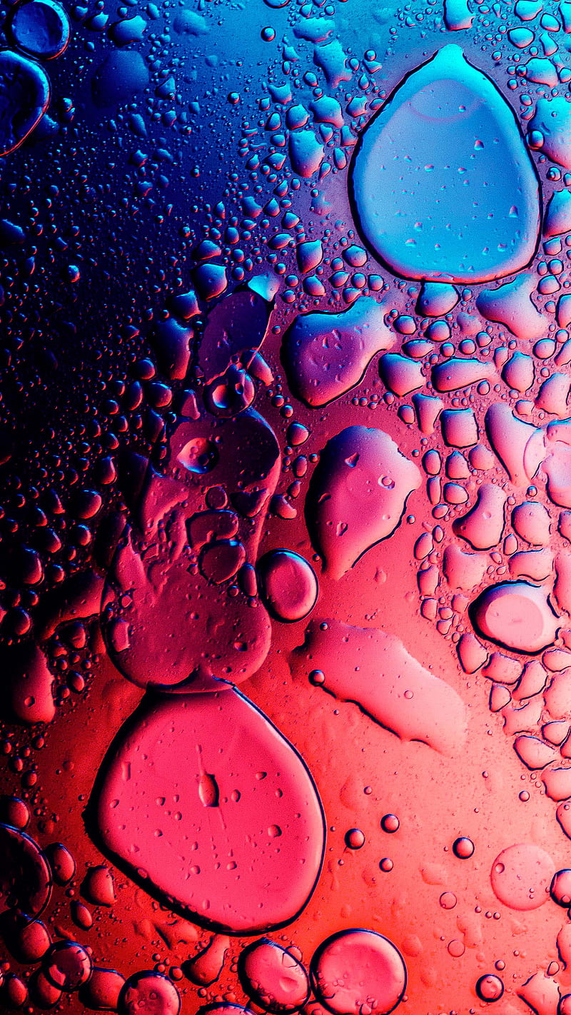 Neon Rain Drops, abstract, blue, red, water, HD phone wallpaper | Peakpx