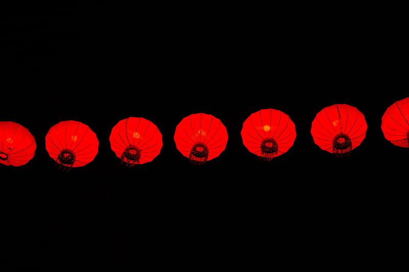 chinese lanterns, black, china, HD wallpaper