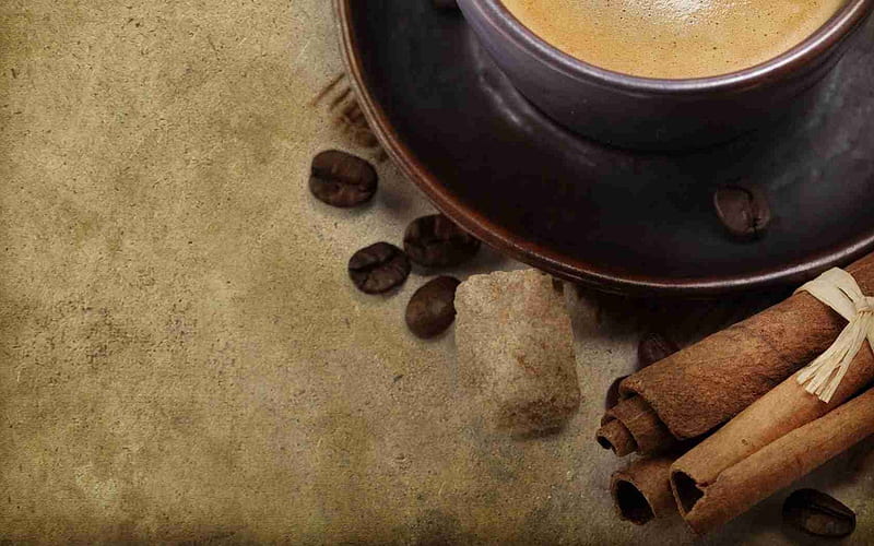 Coffee, coffee cup, sugar, cinnamon, cup, coffee beans, coffee bean, HD wallpaper