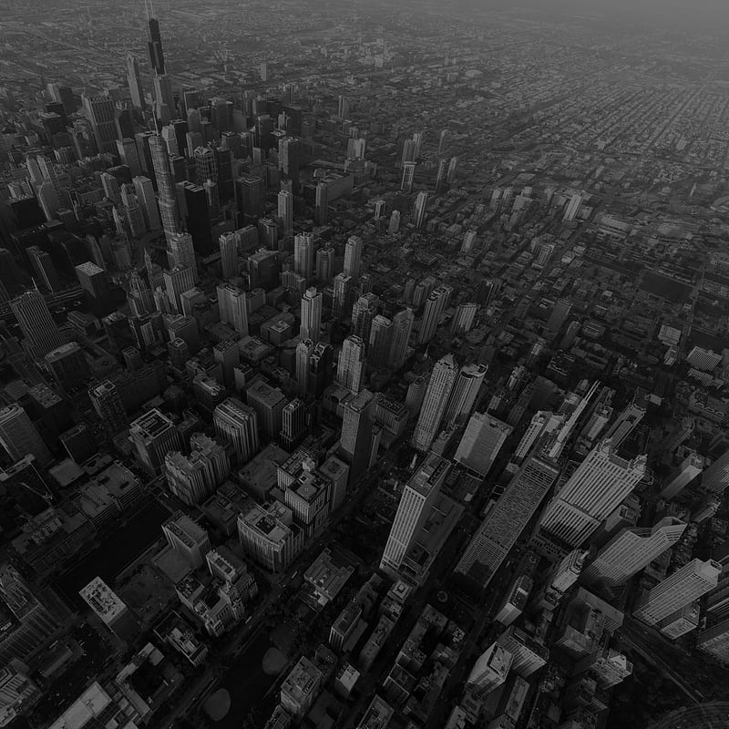 Chicago City Skyview Building Architecture Blocks Dark Bw, Chicago Black and White, HD phone wallpaper