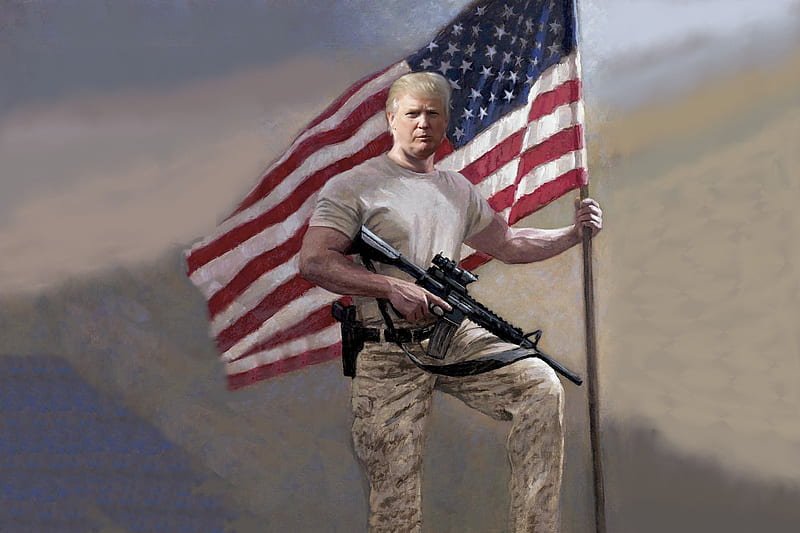 THE AMERICAN, dom, trump, politics, president, AR-15, flag, HD wallpaper