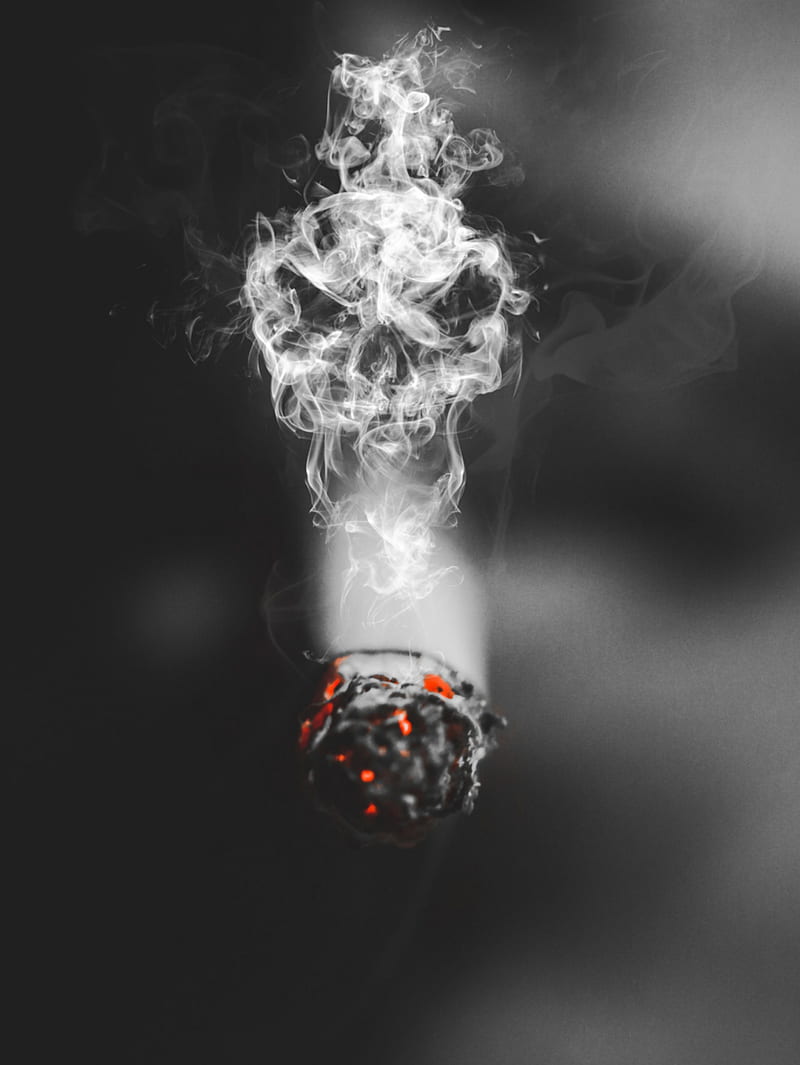 Oogie Boogie Smoke, black and white, bnw, cigarette, dark, death, ghost,  horror, HD phone wallpaper | Peakpx