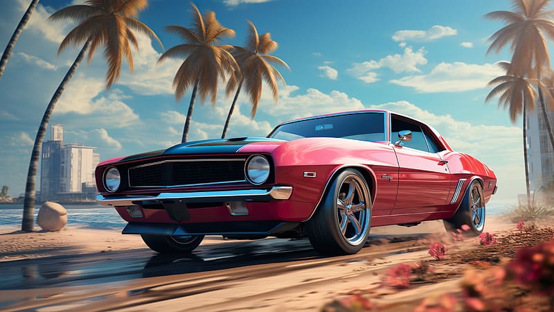 GTA VI Video Game, Muscle Car Ultra HD Desktop Background