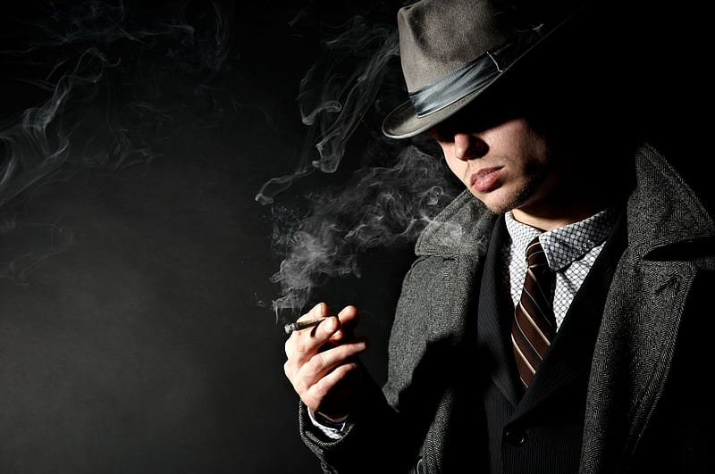the smoking man, man, cigarette, smoke, hat, HD wallpaper