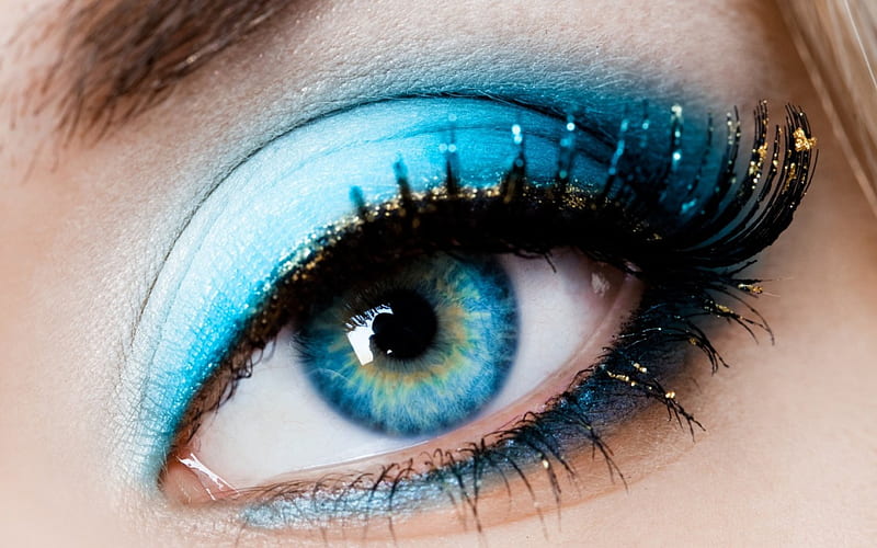 Blue eye, girl, eye, lash, close-up, make-up, woman, blue, HD wallpaper
