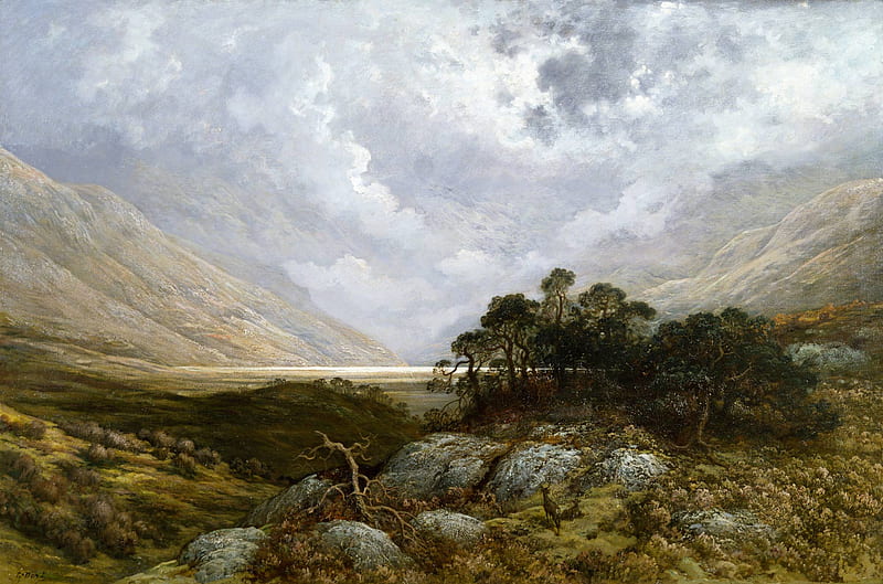 Scotland Landscape, oil painting, nature, scotland, landscape, HD wallpaper