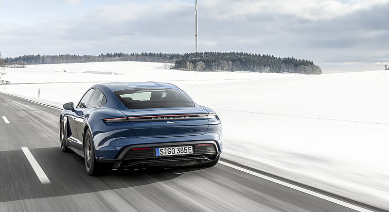 2021 Porsche Taycan (Color: Neptune Blue) - Rear , car, HD wallpaper