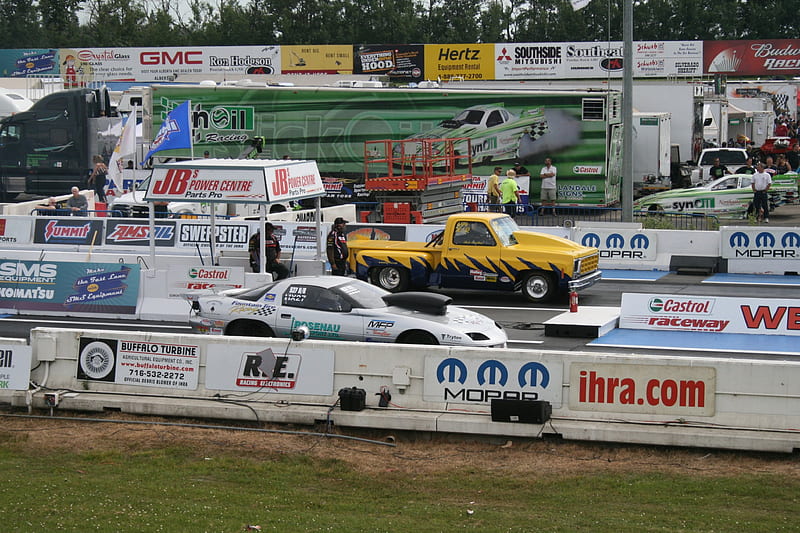 A Day at the Raceway 01, graphy, Car, Truck, yellow, silver, HD wallpaper