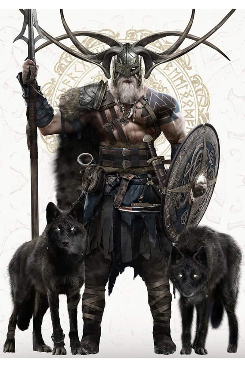 Odin, god, wolf, wolves, HD phone wallpaper