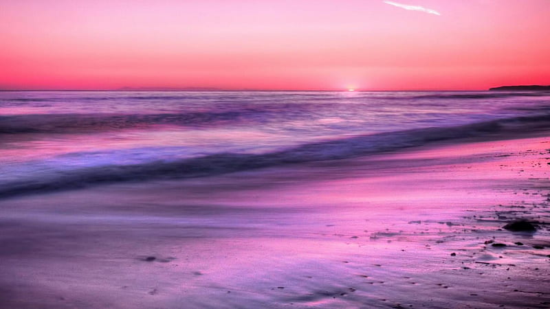 Magenta ocean sunset r, beach, magenta, r, sunset, waves, sea, HD ...