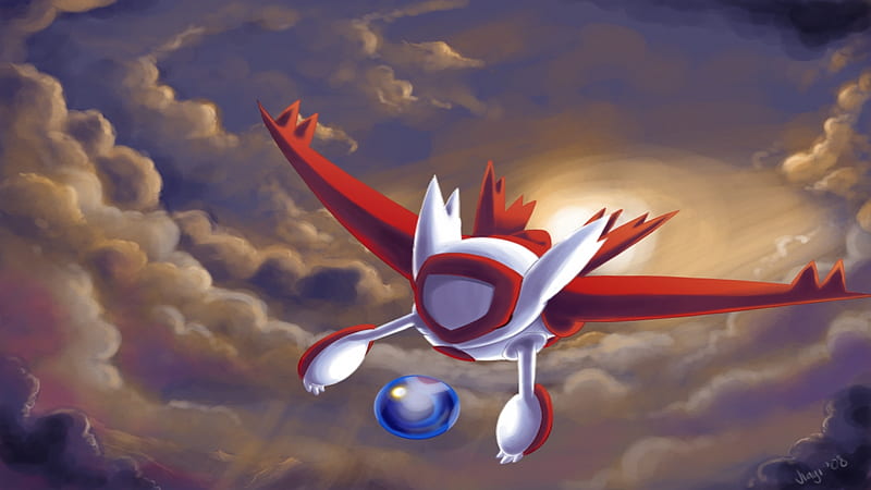 Pokemon, latias, clouds, flying, HD wallpaper