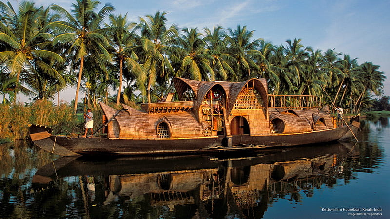 Kettuvallam Houseboat, Kerala, India #Asia K # # # . Kerala, India, India asia, Kerala Landscape, HD wallpaper