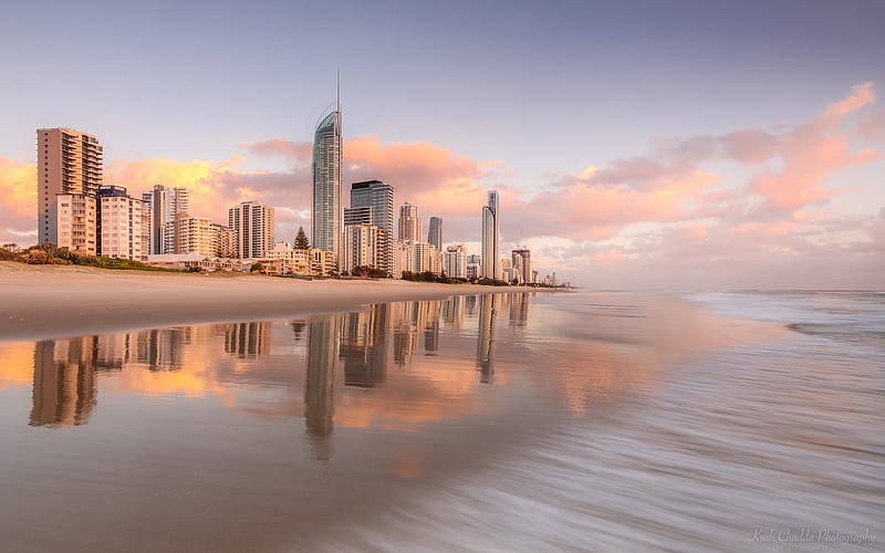 Cities, Gold Coast, Australia, Brisbane, Ocean, Sunrise, HD wallpaper