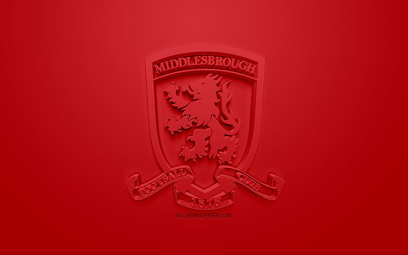 Middlesbrough FC, creative 3D logo, red background, 3d emblem, English football club, EFL Championship, Middlesbrough, England, United Kingdom, English Football League Championship, 3d art, football, 3d logo, HD wallpaper