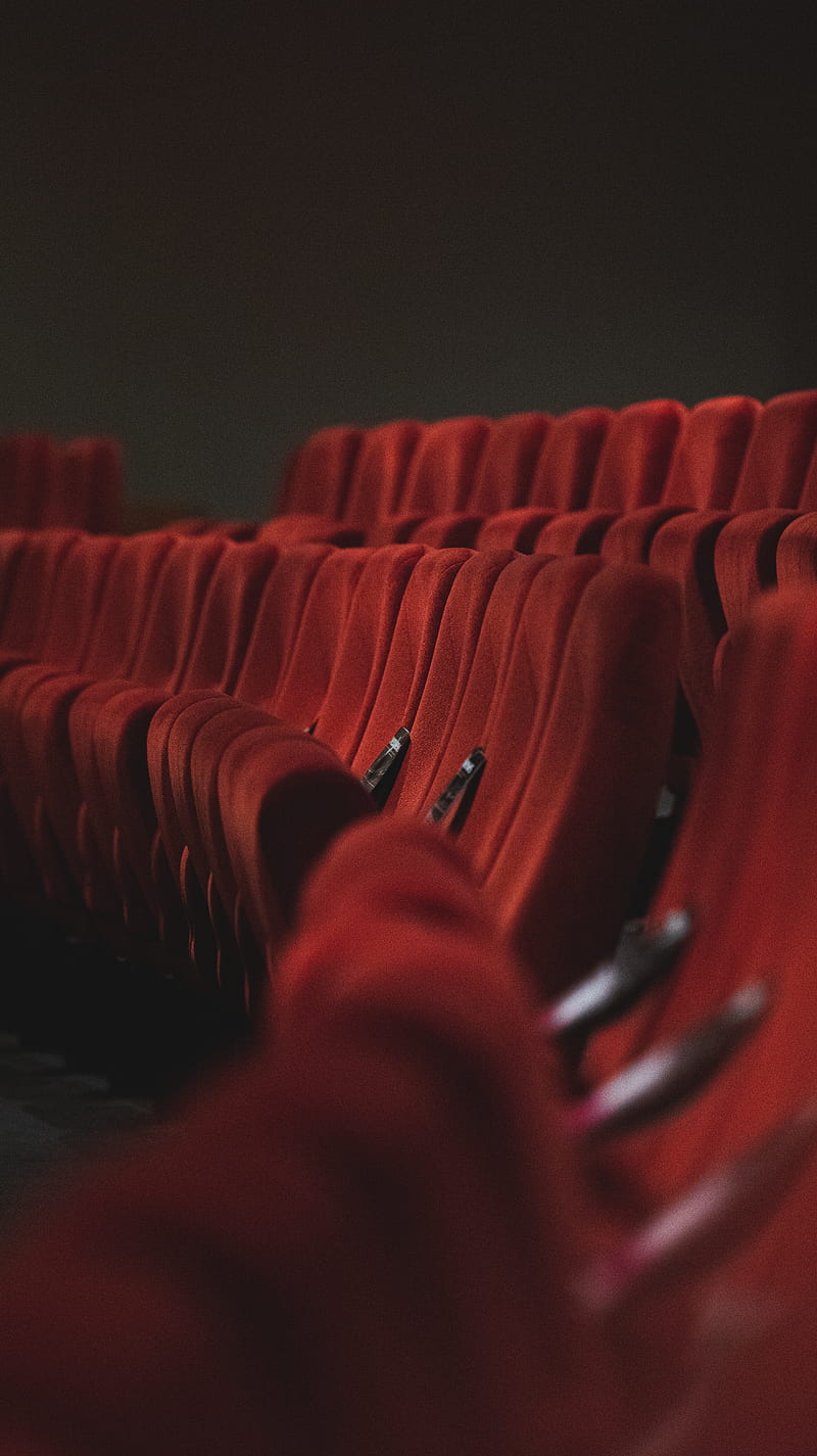 red fabric padded cinema chairs, HD phone wallpaper