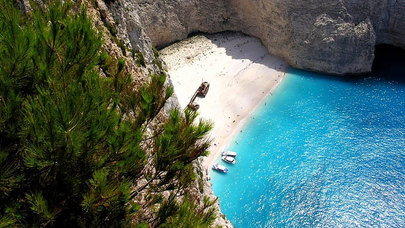 Zakynthos Zante Beach in Greece, oceans, Greece, cliffs, beaches new, nature, HD wallpaper