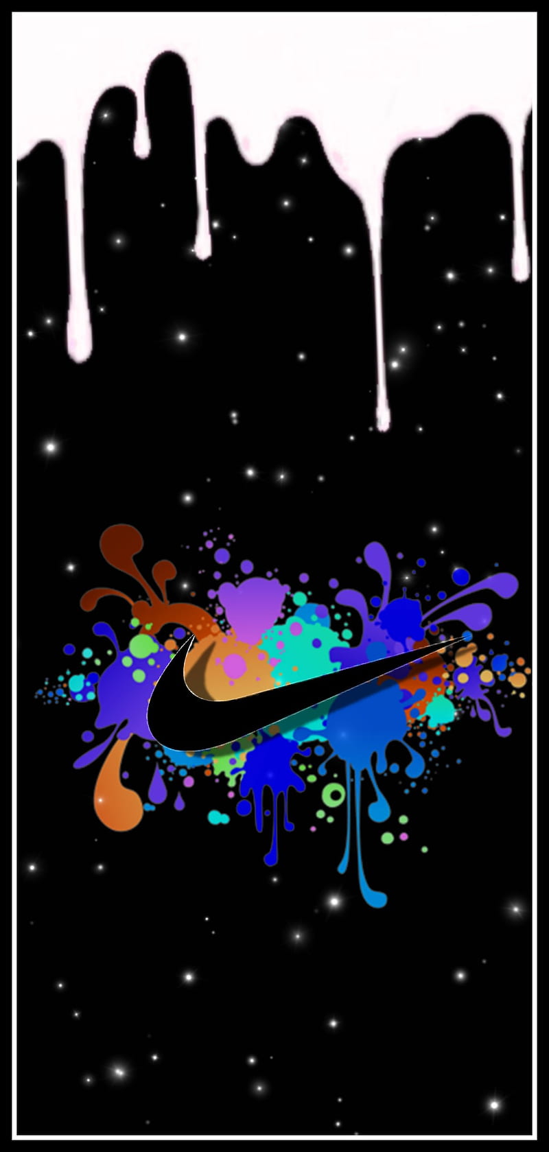 Nike logo rainbow, black nike logo, rainbow splash, HD phone wallpaper
