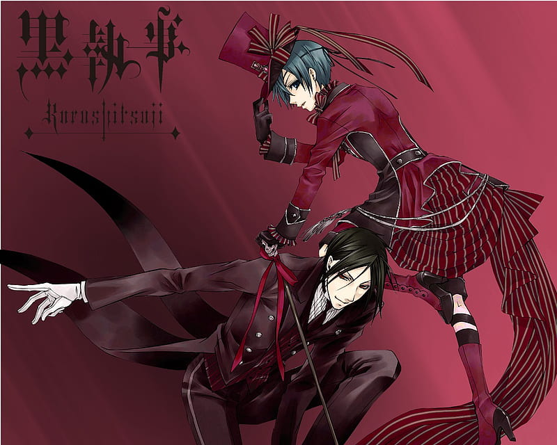 Kuroshitsuji (Black Butler), red, black, butler, ciel phantomhive, kuroshitsuji, demon, dark, black butler, sebastian michaelis, HD wallpaper