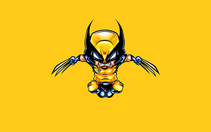 Wolverine Logan, yellow background, superheroes, James Howlett, minimal, X-Men, Marvel Comics, HD wallpaper