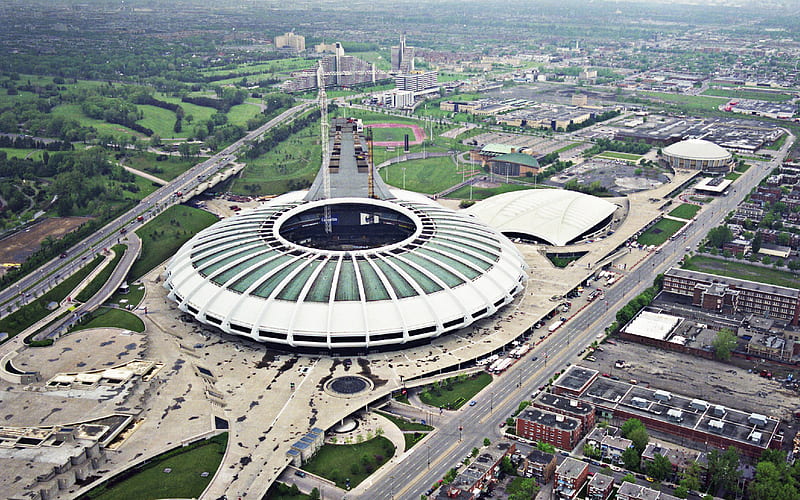 Stade olympique de Montreal, Olympic Stadium, Montreal, Canada, stadiums, top view, sports arenas, HD wallpaper