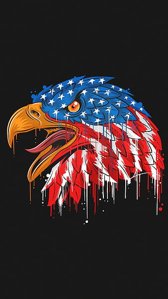 American Eagle, Flag, raptor, symbol, artwork, HD wallpaper