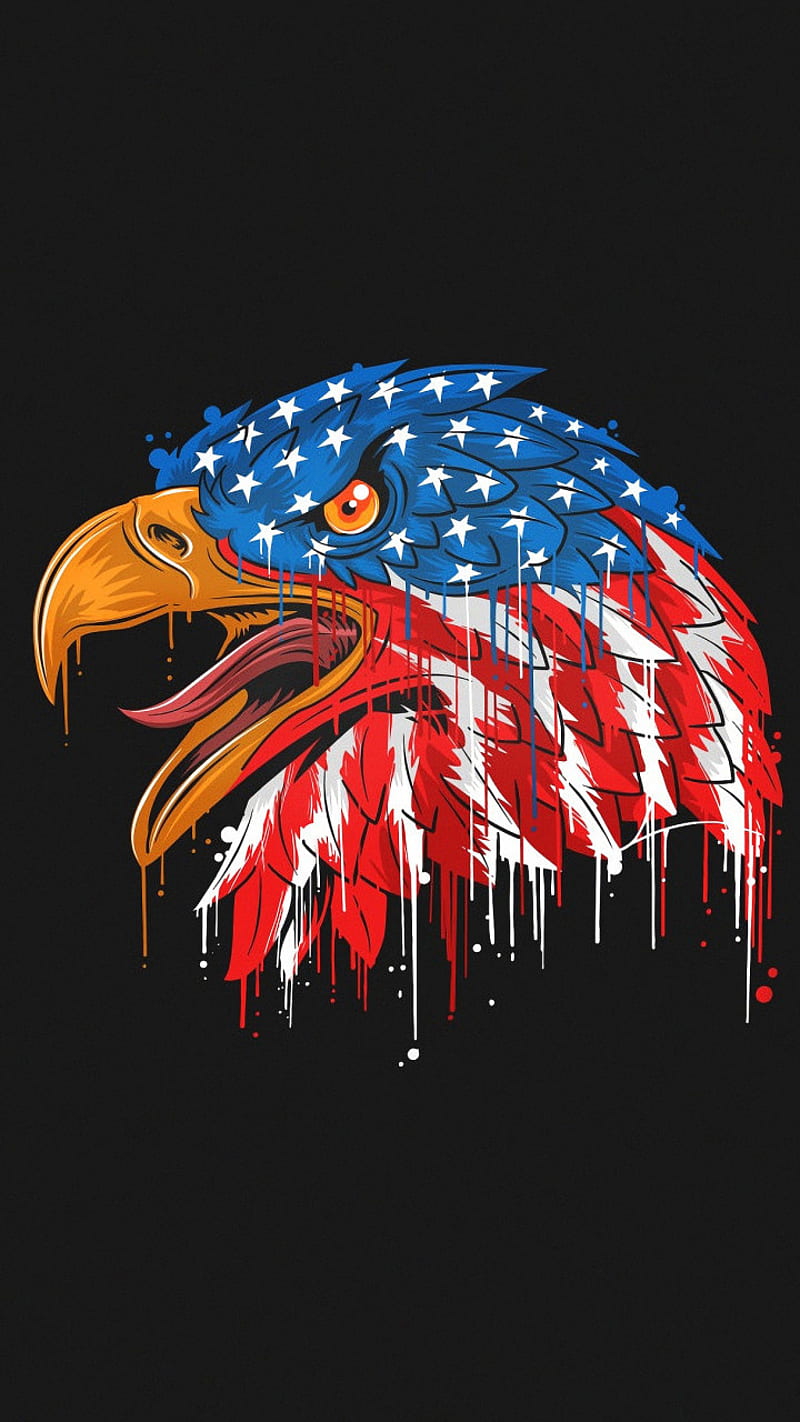 American Flag Eagle, america, artwork, bird, logo, usa, HD phone wallpaper