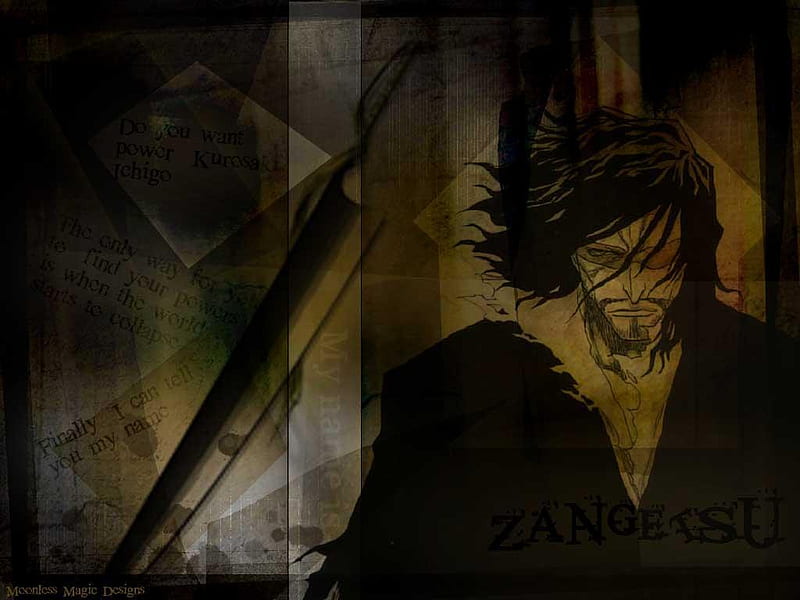 Zangetsu, bleach, male, zanpakuto, glasses, weapons, tensa zangetsu, anime, zanpakutou, sword, HD wallpaper