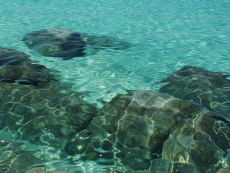 Sparkling Water, bahamas, water, rock, ocean, HD wallpaper