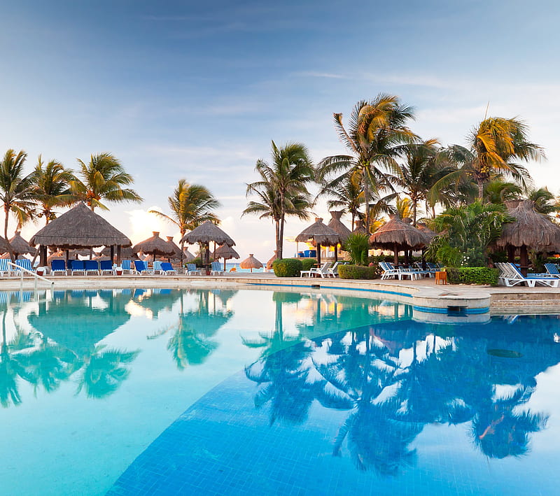 Resort Pool, beach, island, swim, tropical, HD wallpaper