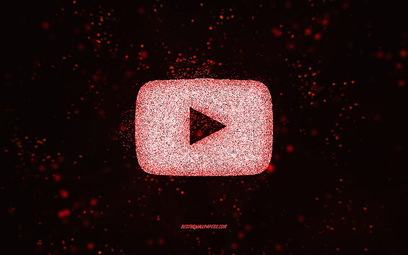 YouTube glitter logo, black background, YouTube logo, red glitter art,  YouTube, HD wallpaper | Peakpx