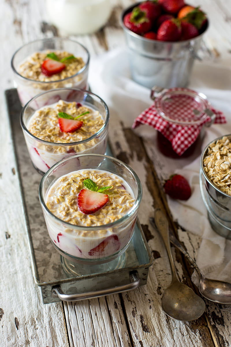 oatmeal, strawberries, berries, breakfast, HD phone wallpaper