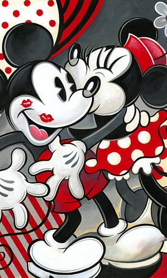 Mickey mouse, couple, love, red, HD phone wallpaper | Peakpx