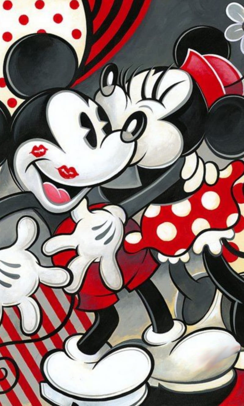 480x800px, friends, kiss, love, mickey mouse, minnie mouse, valentines day, HD phone wallpaper