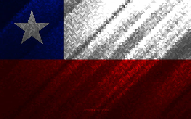 Flag of Chile, multicolored abstraction, Chile mosaic flag, Chile, mosaic art, Chile flag, HD wallpaper