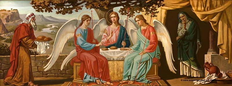 Hospitality of Abraham, Genesis, Holy Trinity, hospitality, Abraham, Sarrah, HD wallpaper