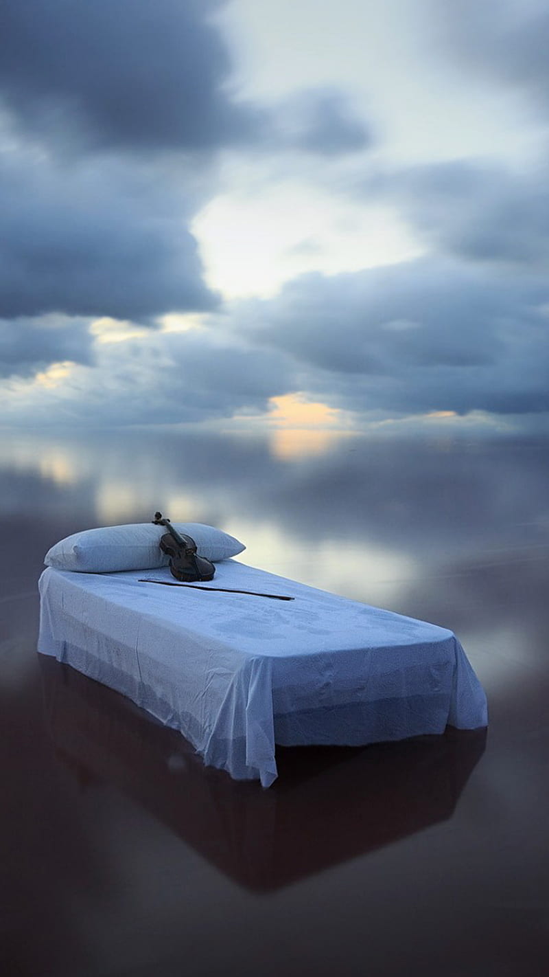 Bed in the sky, natural, sea, water, HD phone wallpaper