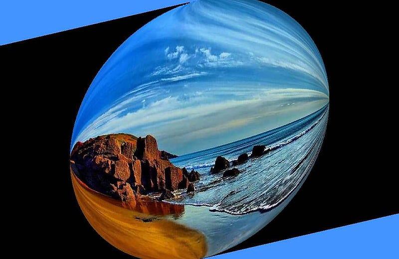 Scenic Rearview Mirror, rocks, cliff, sky, ocean, HD wallpaper