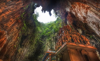 Temple inside circular cave r, hole, temple, r, trees, cave, HD wallpaper |  Peakpx