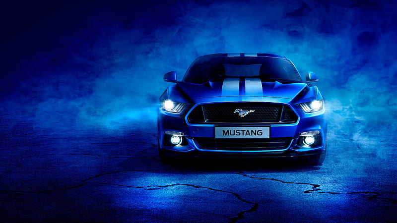 Blue Ford Mustang, ford-mustang, ford, mustang, 2018-cars, behance, HD wallpaper