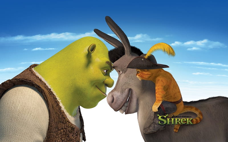 Shrek, animated, Donkey, Cat, HD wallpaper