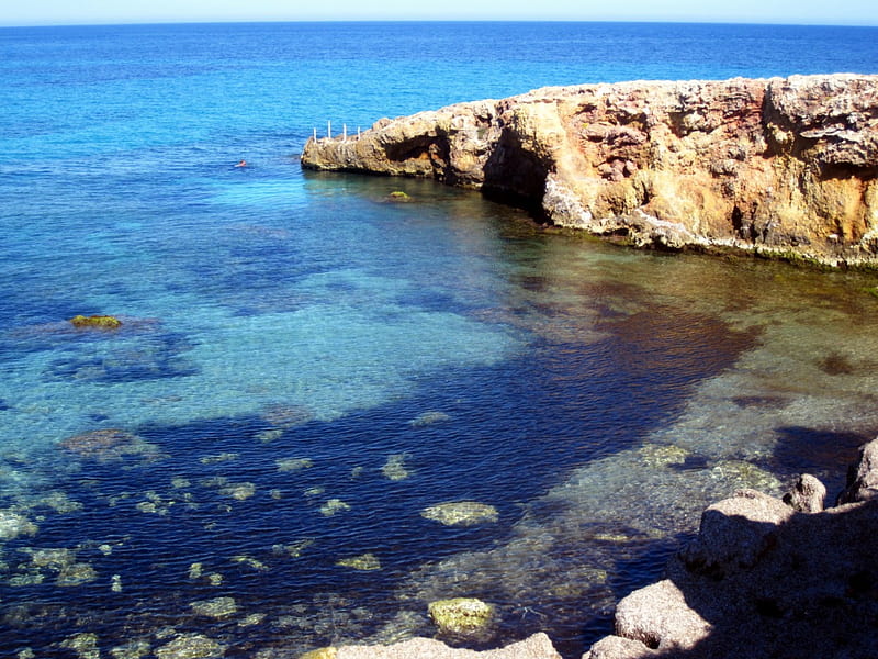 Ibiza, rocks, horizon, view, ocean, graphy, sand, water, beaches, summer, nature, HD wallpaper
