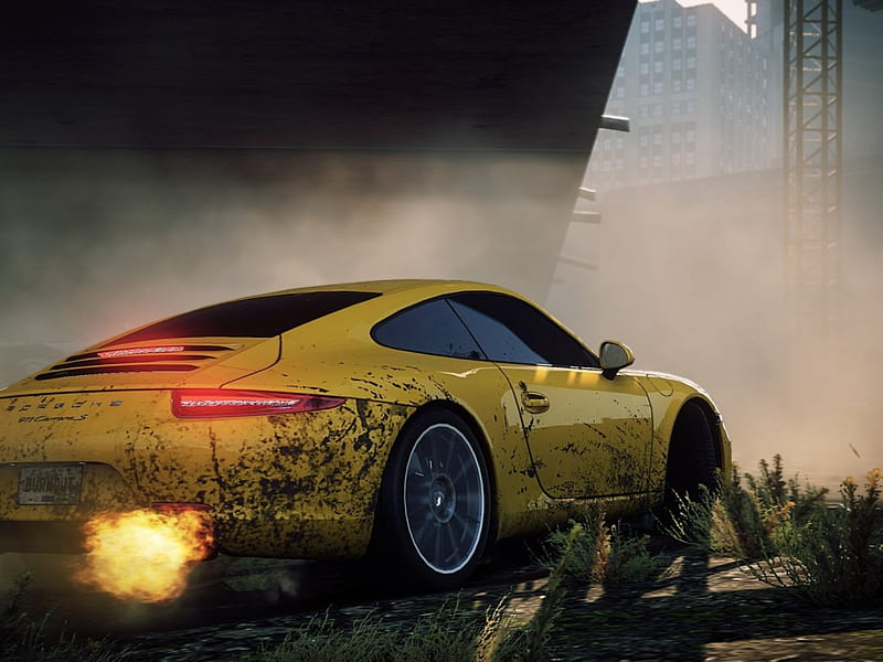 Porsche 911, car, race, speed, tuning, yellow, HD wallpaper