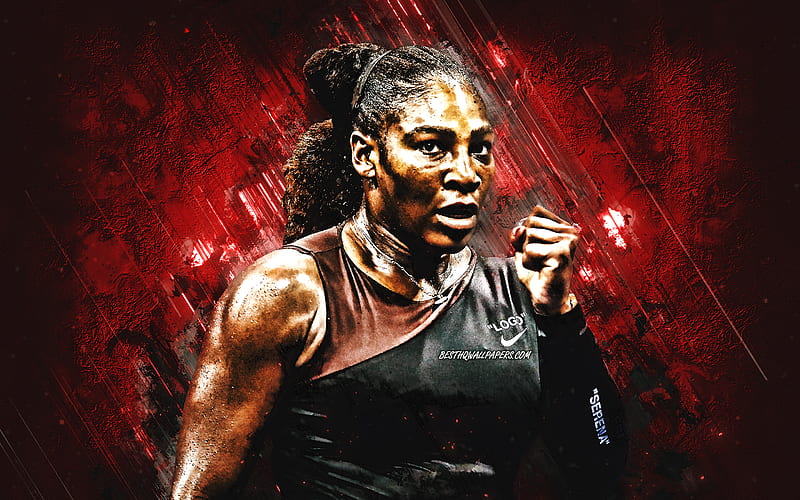 Serena Williams, american tennis player, portrait, red stone background,  tennis, HD wallpaper | Peakpx