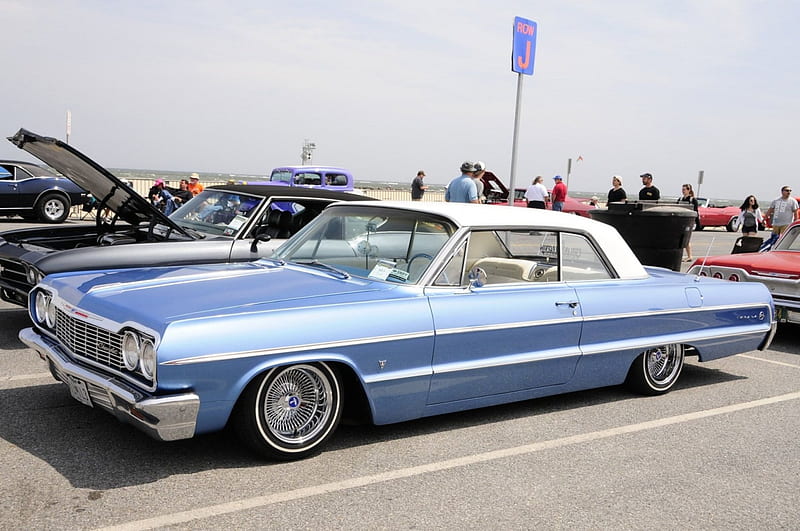 1964-Impala-Lowrider, Classic, 1964, Gm, Blue, HD wallpaper