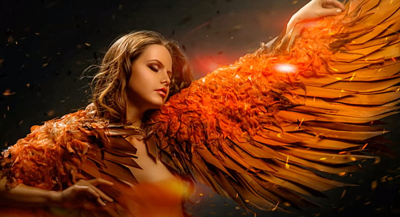 ⭐ A pair of Wings ⭐, female, wings, fantasy, girl, angel, heaven, red, art,  bonito, HD wallpaper Peakpx